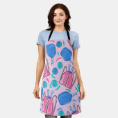 Tablier Paddles et balles de Pickleball Rose (Porté)