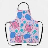 Tablier Paddles et balles de Pickleball Rose (Recto)