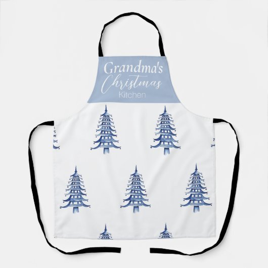 Tablier Pagode Bleue Custom Arbre de Noël Apron (Recto)