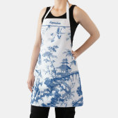 Tablier Pagode bleue et blanche personnalisée Chinoiserie (Insitu)