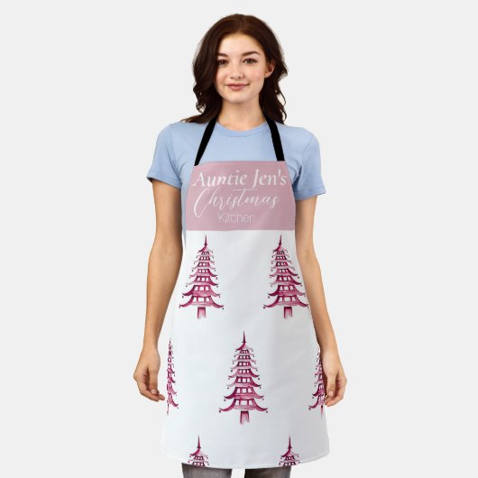 Tablier Pagode Rouge Custom Arbre de Noël Apron (Porté)