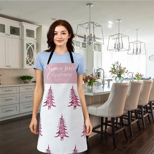 Tablier Pagode Rouge Custom Arbre de Noël Apron