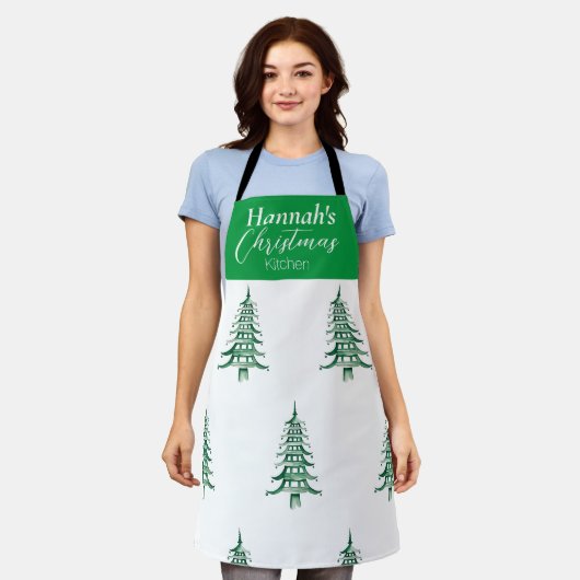 Tablier Pagode verte Custom Arbre de Noël Apron (Porté)