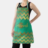 Tablier Pailleté Chevron Or Vert Émeraude Sarcelle Moderne (Insitu)