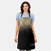 Tablier Pailleté Noir Or Monogramme Initiales Féminin (Porté)