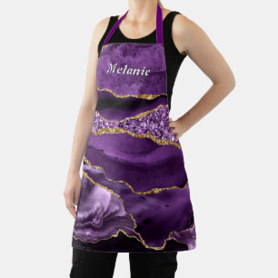 Tablier Pailleté Or Violet Personnalisé Votre Nom