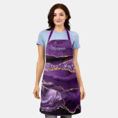 Tablier Pailleté Or Violet Personnalisé Votre Nom (Porté)