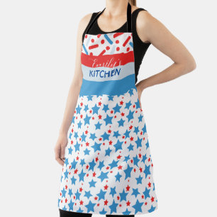 Tablier Paillettes Drapeau Patriotique Rouge Blanc Chef