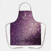 Tablier Paillettes girly scintillement violet argent monog (Recto)