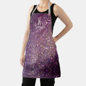 Tablier Paillettes girly scintillement violet argent monog (Insitu)