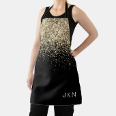 Tablier Paillettes Noir Or Féminin Monogramme Initiales (Insitu)