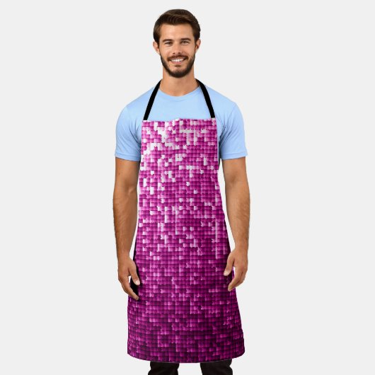 Tablier Paillettes rose parties scintillant (Porté)