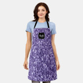 Tablier Paillettes violet ultra violet monogramme (Porté)
