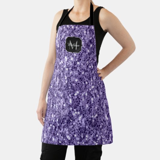 Tablier Paillettes violet ultra violet monogramme (Insitu)