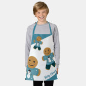 Tablier Pain d'épices Bleu Sweat de Noël Apron de Noël (Porté)