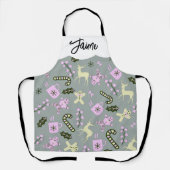 Tablier Pain d'épices Cerf canne verdure Noël (Recto)