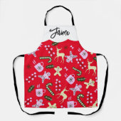 Tablier Pain d'épices Cerf canne verdure Noël (Recto)