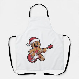 Tablier Pain d'épices Homme Jouer Guitare Electrique Noël