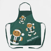 Tablier Pain d'épices Père Noël Noël vert (Recto)