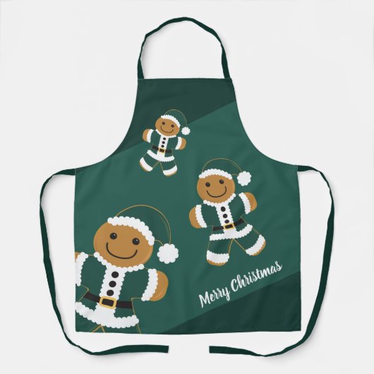 Tablier Pain d'épices Père Noël Noël vert (Recto)