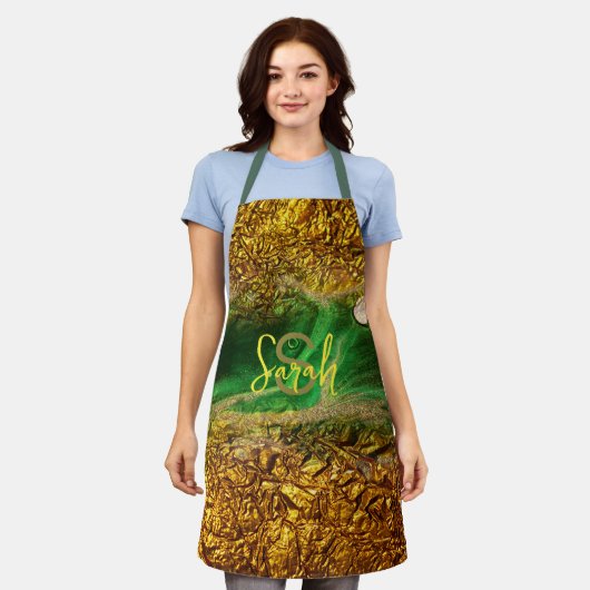 Tablier Paint à fluide Abstrait Or Paint Métallic Phuile v (Porté)