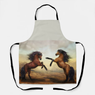 Tablier paire de chevaux sauvages