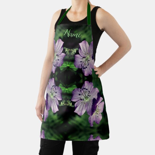 Tablier Paire de fleurs de géranium violet personnalisée (Insitu)