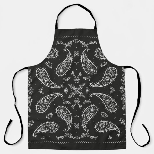 Tablier Paisley bandana : imprimé noir et blanc (Recto)