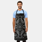 Tablier Paisley bandana : imprimé noir et blanc (Porté)