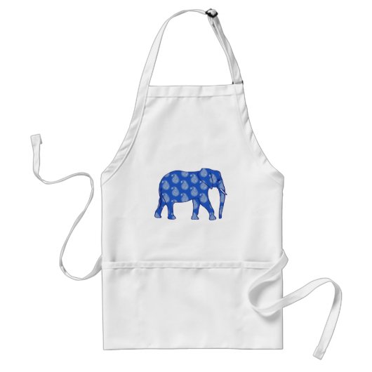 Tablier Paisley éléphant - bleu cobalt et blanc (Devant)