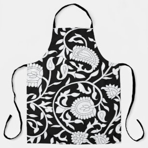 Tablier Paisley indien traditionnel motif sur noir et wi
