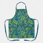 Tablier Palm vert et Turquoise Tropical Banana Monstera Fe (Recto)