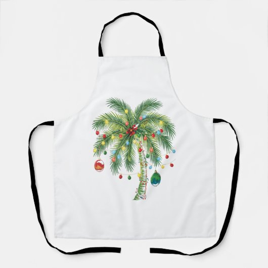 Tablier Palmier de Noël tropical avec lumières et ornam (Recto)