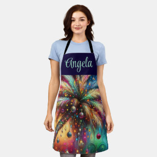 Tablier Palmier de Noël Whimsical Tropical Beach Vivid