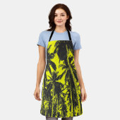 Tablier Palmiers design en noir et jaune (Porté)