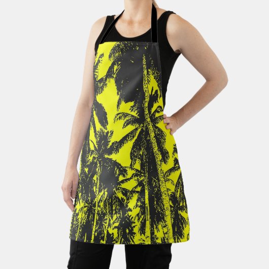 Tablier Palmiers design en noir et jaune (Insitu)