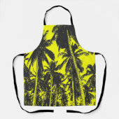 Tablier Palmiers design en noir et jaune (Recto)