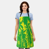 Tablier Palmiers design en vert et jaune (Porté)