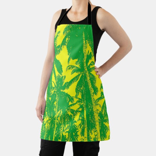 Tablier Palmiers design en vert et jaune (Insitu)