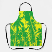 Tablier Palmiers design en vert et jaune (Recto)