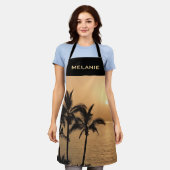 Tablier Palmiers et coucher de soleil romantique Personnal (Porté)