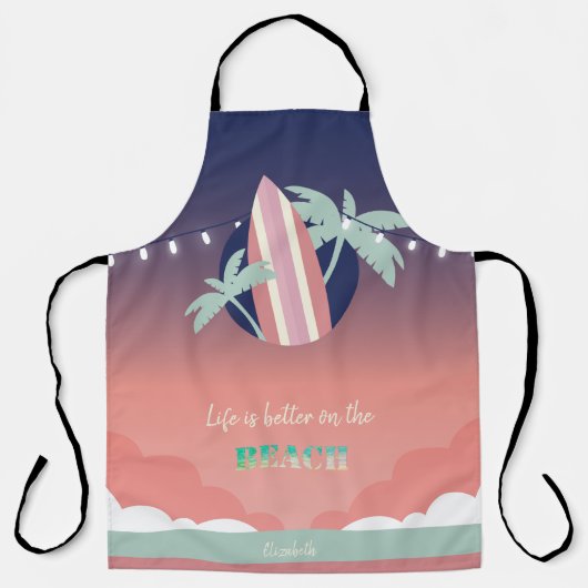 Tablier Palmiers, Surf, Plage String Lights (Recto)