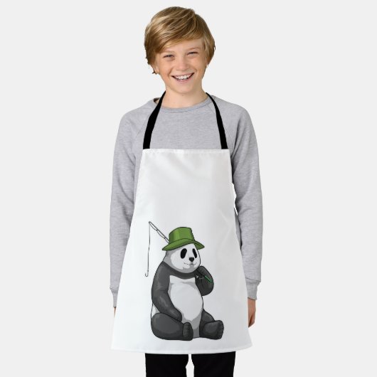 Tablier Panda à la pêche avec canne à pêche (Porté)