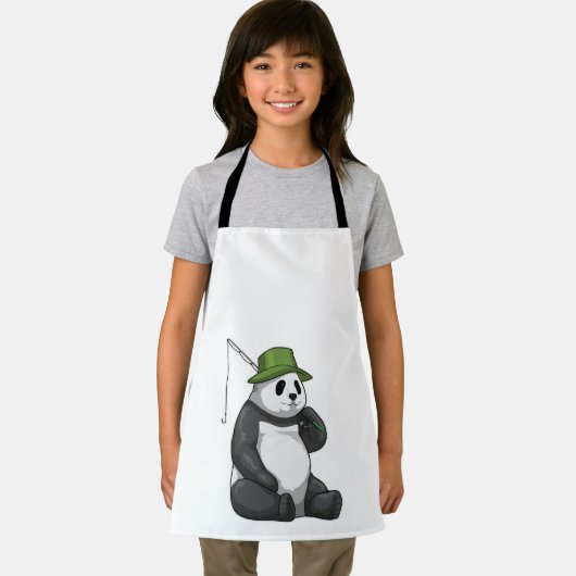 Tablier Panda à la pêche avec canne à pêche (Insitu)