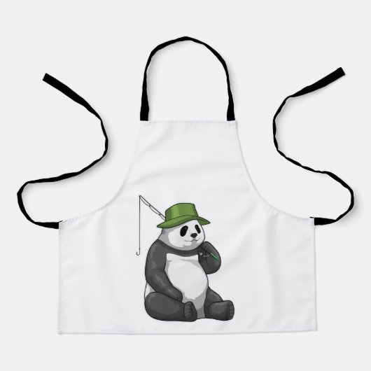 Tablier Panda à la pêche avec canne à pêche (Recto)