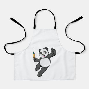 Tablier Panda à la vaccination avec seringue