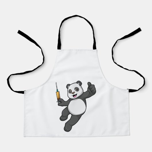 Tablier Panda à la vaccination avec seringue (Recto)