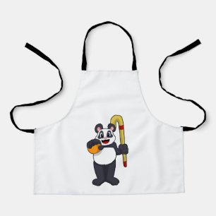 Tablier Panda at hockey with hockey bat