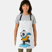 Tablier Panda au patinage sur glace avec patins sur glace (Insitu)