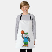 Tablier Panda aux sports avec basket-ball (Porté)